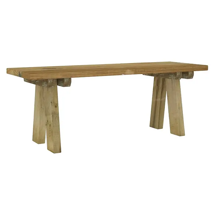 Furnicato Gartenbank Kiefernholz imprägniert - B x T x H: 110 x 38 x 45 cm, Braun - Rustikale Holzbank mit naturhellem Holzfinish und stabilen A-Beinen.