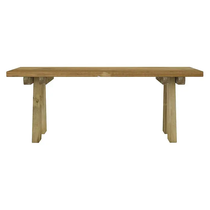 Furnicato Gartenbank Kiefernholz imprägniert - B x T x H: 110 x 38 x 45 cm, Braun - Hellbraune Holzbank mit rechteckiger Platte und zwei stabilen, schrägen Beinen.