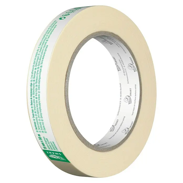 Duck Smart Feinkreppband - L x B: 50 m x 18 mm - Bild einer Rolle hochkrepp Klebeband, ideal zum Abdecken und für saubere Farbkanten beim Malen. 19 mm x 50 m.
