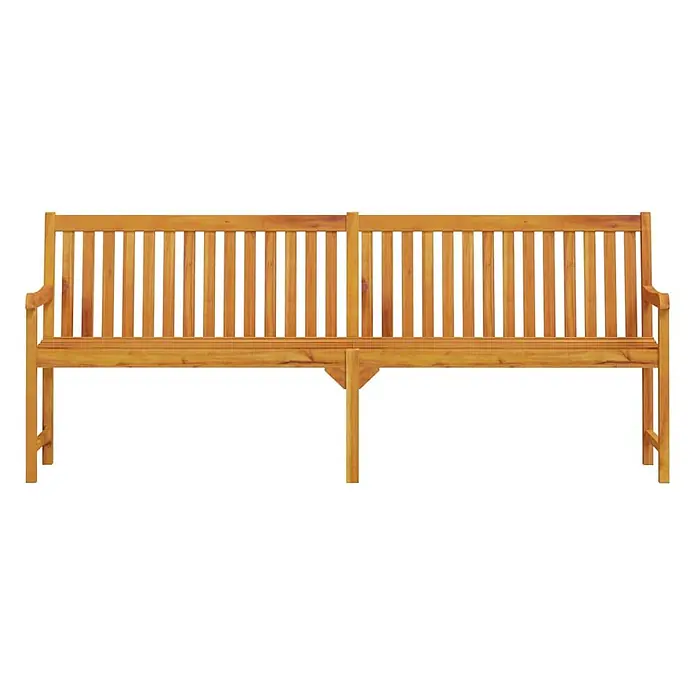 Furnicato Gartenbank Akazien-Massivholz geölt - B x T x H: 219 x 55,5 x 90 cm, Braun - Lange hellbraune Gartenbank aus Holz mit Lattenrückenlehne, Sitzfläche und Armlehnen.