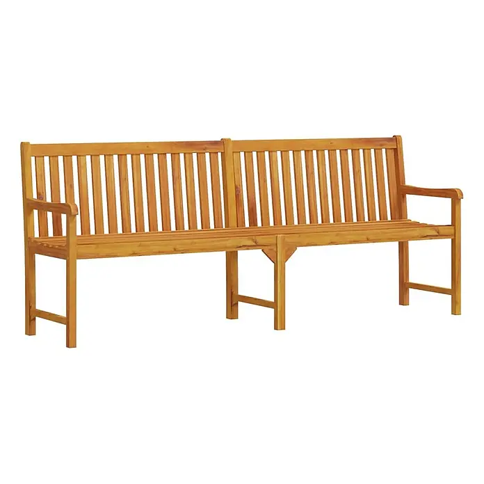 Furnicato Gartenbank Akazien-Massivholz geölt - B x T x H: 219 x 55,5 x 90 cm, Braun - Lange Gartenbank aus honigbraunem Akazienholz mit Lattenrost und Armlehnen.