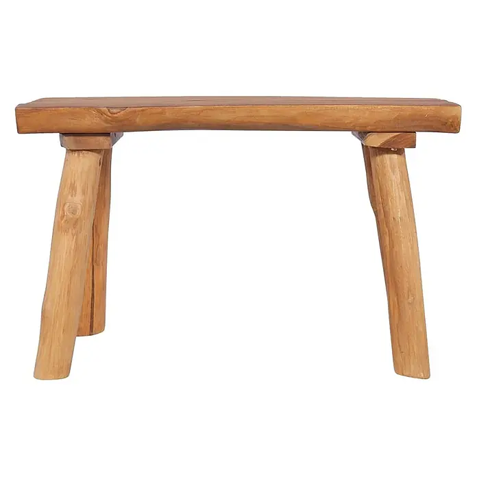 Furnicato Gartenbank Teak-Massivholz - B x T x H: 80 x 40 x 46 cm, Braun - Hellbraune Holzbank mit rechteckiger Platte und vier stabilen, naturbelassenen Beinen.