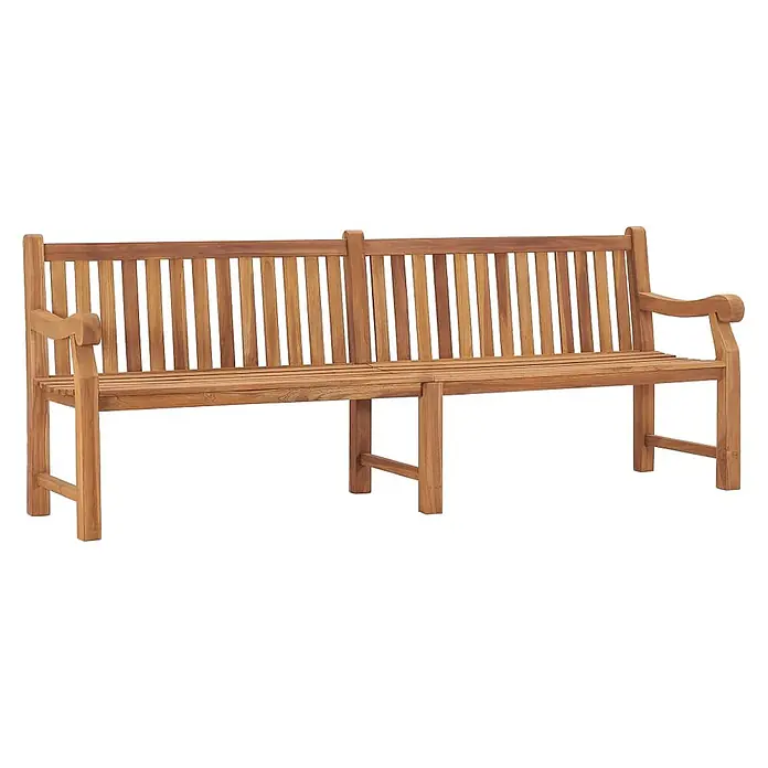 Furnicato Gartenbank - Braun - Lange Gartenbank aus Holz mit Lattenrückenlehne und Sitzfläche, Armlehnen. Hergestellt aus hellem Naturholz, ideal für draußen.