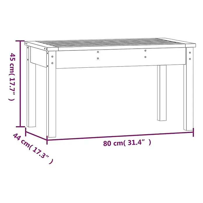 Furnicato Gartenbank Kiefer-Massivholz - B x T x H: 80 x 44 x 45 cm, Schwarze Kiefer - Erhöhtes Pflanzbeet mit den Gesamtmaßen 80x44x45 cm.
