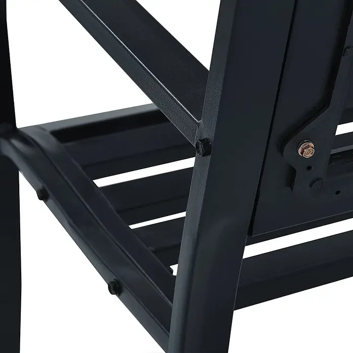 Furnicato Gartenbank Stahl - B x T x H: 125 x 53 x 77 cm, Schwarz - Schwarzer Metallrahmen mit Lattenstruktur und Montageschrauben, mit Funktionsscharnier.