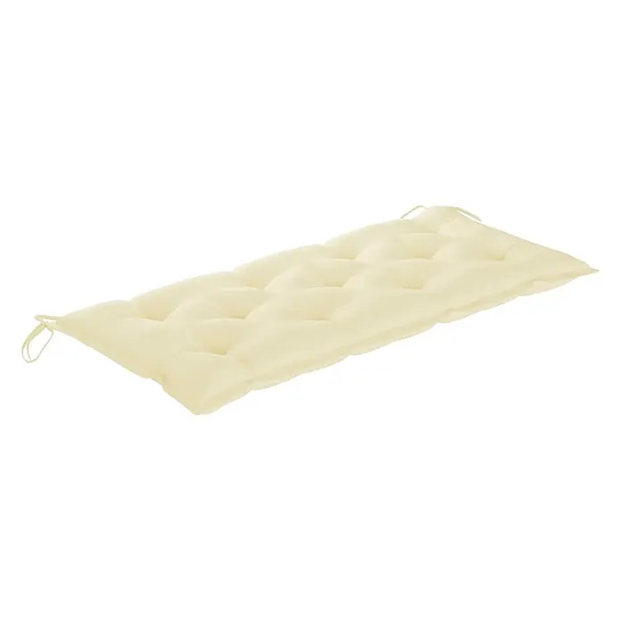 Furnicato Gartenbank - Creme - Cremefarbenes, getuftetes, rechteckiges Kissen für Gartenmöbel mit Befestigungsbändern.