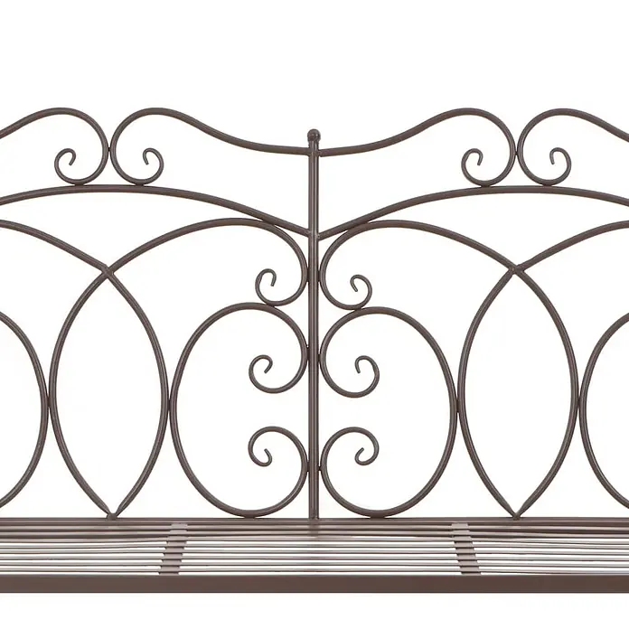 Furnicato Gartenbank Schmiedeeisen Antik-Braun - B x T x H: 104 x 83 x 89 cm, Braun - Dunkelbraune Metallbank mit Zierschnörkeln und Lattenrost.