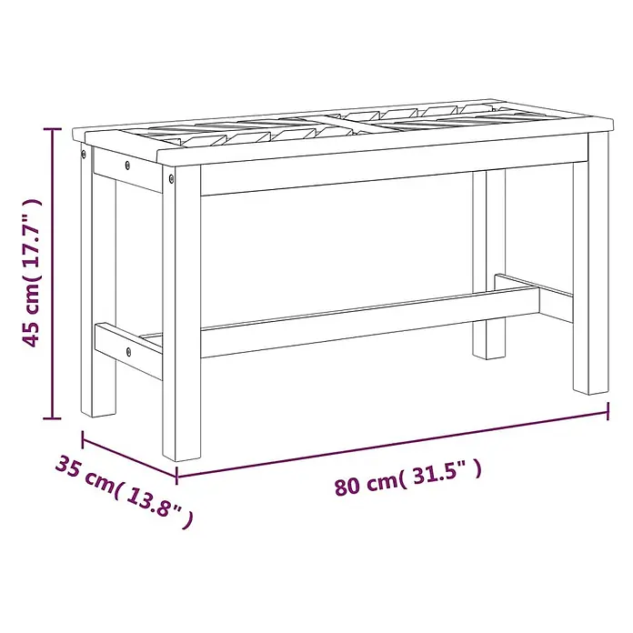 Furnicato Gartenbank Akazien-Massivholz geölt - B x T x H: 80 x 35 x 45 cm, Braun - Holz Gartenbank, 80 cm breit, 35 cm tief und 45 cm hoch.