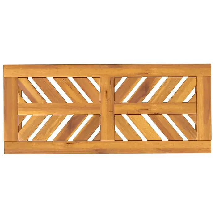 Furnicato Gartenbank Akazien-Massivholz geölt - B x T x H: 80 x 35 x 45 cm, Braun - Hellbraunes Akazienholz-Gartenzaunpanel mit dekorativem Lattenmuster.