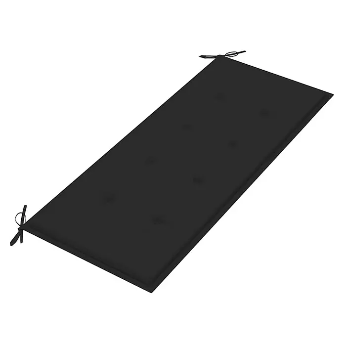 Furnicato Gartenbank Akazienholz geölt - B x T x H: 58 x 120 x 90 cm, Schwarz - Schwarzes rechteckiges getuftetes Bankkissen mit Bindebändern an beiden Enden.