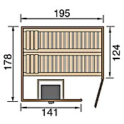 Weka Massivholzsauna Turku 1 GTF Sparset (Mit 7,5 kW Ofen mit externer Steuerung, Inkl. Spezial-Saunenleuchten-Set, Mit Fenster, 178 x 195 x 205 cm)