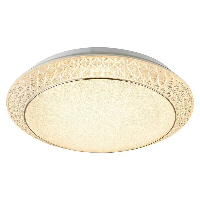 Lavida LED-Deckenleuchte rund Fondi - 28 W, Ø x H: 41 x 10 cm, Weiß - Moderne LED-Deckenleuchte mit Kristallmuster für stilvolle Beleuchtung im Raum. Energiesparend und langlebig.