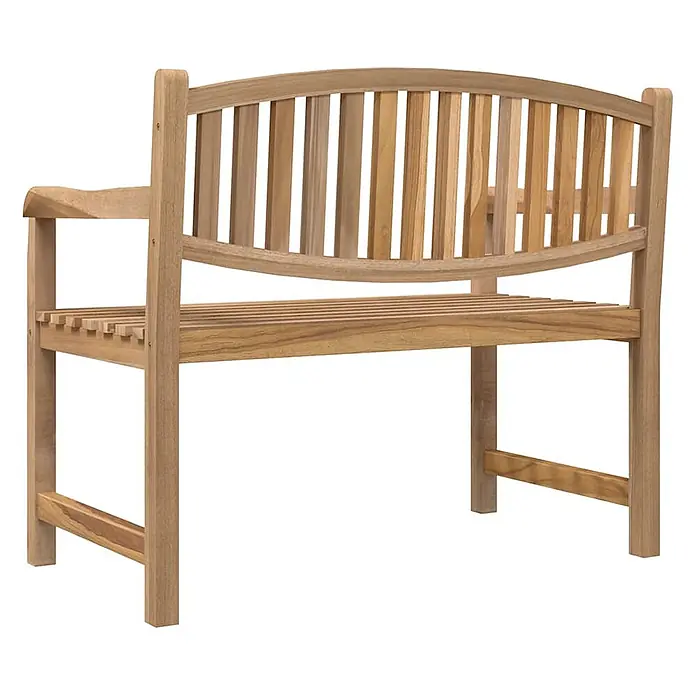 Furnicato Gartenbank Teak-Massivholz - B x T x H: 114 x 59 x 87 cm, Braun - Teakholz-Gartenbank mit Lattenlehne und Sitzfläche in Naturholzfarbe.