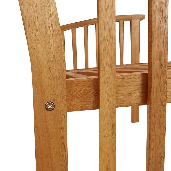 Furnicato Gartenbank Akazien-Massivholz - B x T x H: 67 x 119 x 83 cm, Braun - Nahaufnahme eines hellbraunen Lattenholzstuhls/-bankteils mit sichtbarer Sechskantschraube.