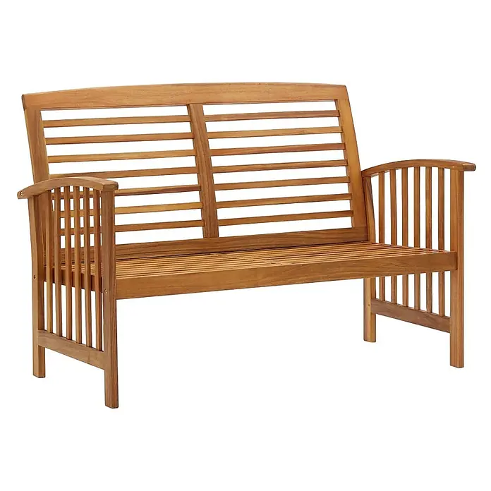 Furnicato Gartenbank Akazien-Massivholz - B x T x H: 67 x 119 x 83 cm, Braun - Gartenbank aus Holz mit Lattenrückenlehne und Sitzfläche.