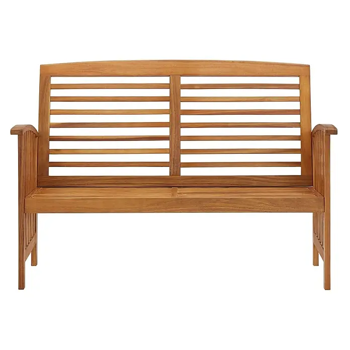 Furnicato Gartenbank Akazien-Massivholz - B x T x H: 67 x 119 x 83 cm, Braun - Braune Holzbank mit Lattenrost, Armlehnen und Rückenlehne.