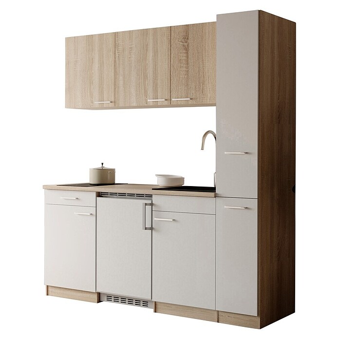 Respekta Küchenzeile Ingrid (Breite: 180 cm, Weiß, Mit Kochfeld + Kühlschrank) | BAUHAUS