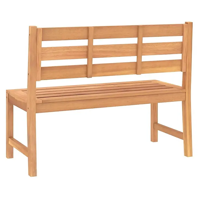 Furnicato Gartenbank Teak-Hartholz - B x T x H: 114 x 59 x 90 cm, Braun - Helle Holzgartenbank mit Latten-Sitz und Rückenlehne.
