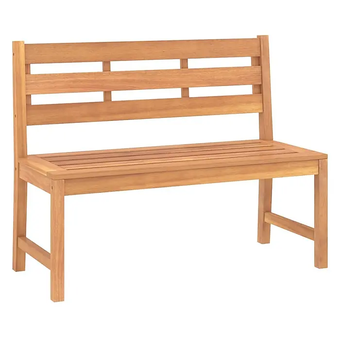 Furnicato Gartenbank Teak-Hartholz - B x T x H: 114 x 59 x 90 cm, Braun - Hellbraune Gartenbank aus Holz mit Lattenrückenlehne und Sitzfläche.