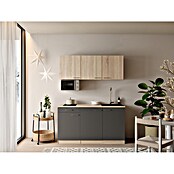 Respekta Miniküche Ingrid (Breite: 150 cm, Grau, Mit Kochfeld + Mikrowelle) | BAUHAUS