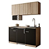 Respekta Miniküche Ingrid (Breite: 150 cm, Schwarz, Mit Kochfeld + Kühlschrank + Mikrowelle) | BAUHAUS