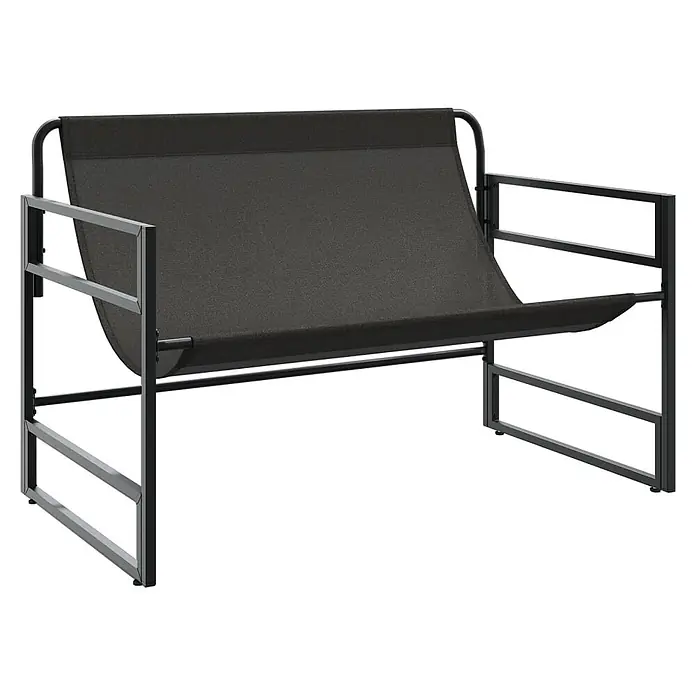 Furnicato Gartenbank - Anthrazit - Moderne schwarze Outdoor-Bank mit robustem Metallrahmen und bequemer Stoffbespannung.
