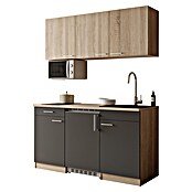 Respekta Miniküche Ingrid (Breite: 150 cm, Grau, Mit Kochfeld + Kühlschrank + Mikrowelle) | BAUHAUS