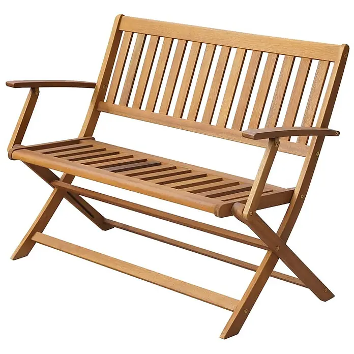 Furnicato Gartenbank Akazien-Massivholz - B x T x H: 120 x 60 x 89 cm, Braun - Klappbare Gartenbank aus hellem Holz, ideal für den Außenbereich.