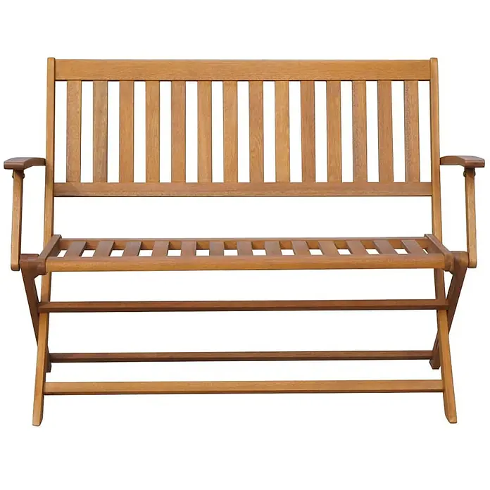 Furnicato Gartenbank Akazien-Massivholz - B x T x H: 120 x 60 x 89 cm, Braun - Klappbare, hellbraune Gartenbank aus Holz mit Lattenrückenlehne und Sitzfläche.