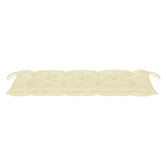 Furnicato Gartenbank - B x T x H: 58 x 120 x 90 cm, Creme - Weiches, cremefarbenes, getuftetes Bankkissen mit Bändern.
