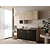 Respekta Miniküche Ingrid (Breite: 150 cm, Schwarz, Mit Kochfeld + Kühlschrank + Mikrowelle) | BAUHAUS