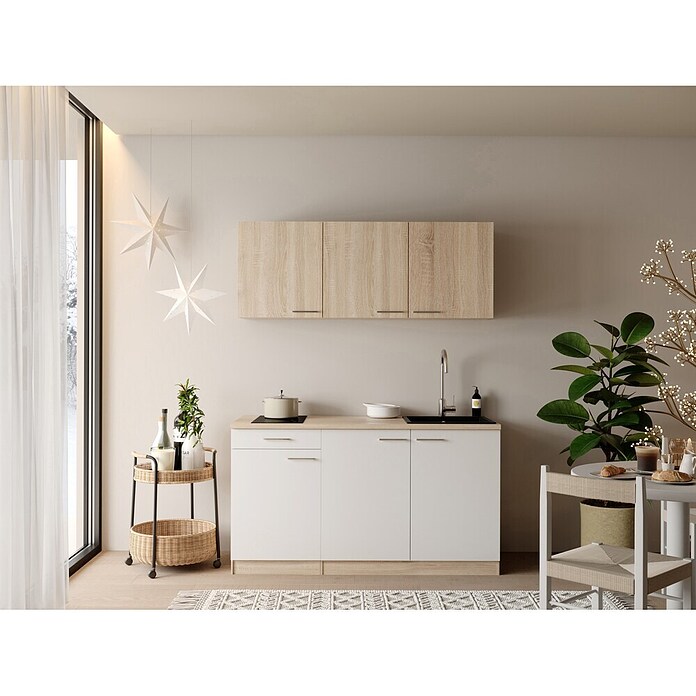 Respekta Miniküche Ingrid (Breite: 150 cm, Weiß, Mit Kochfeld) | BAUHAUS