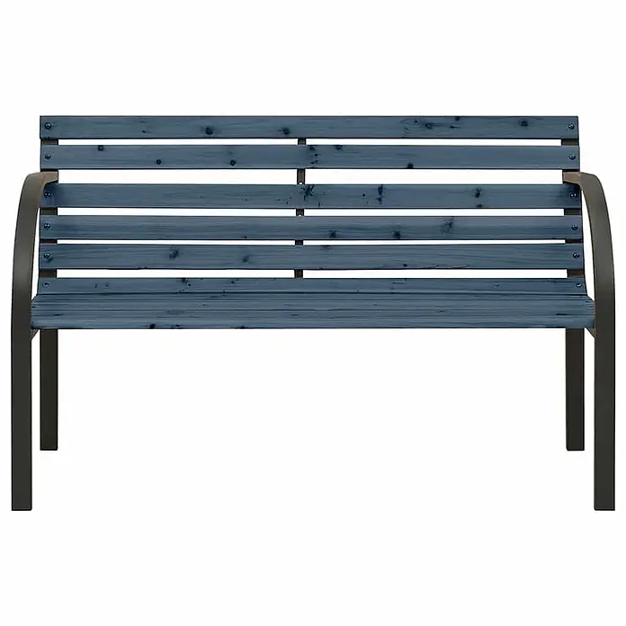 Furnicato Gartenbank Chinesisches Tannenholz - B x T x H: 81 x 38 x 56 cm, Grau - Gartenbank mit blauen Holzlatten und dunklem Metallrahmen.