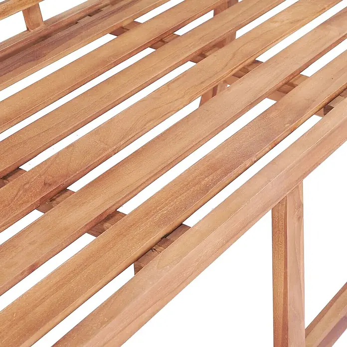 Furnicato Gartenbank Teak-Hartholz - B x T x H: 127 x 58,5 x 92,5 cm, Braun - Helle Holzlattenfläche, Teil einer Bank oder eines Bettrahmens.