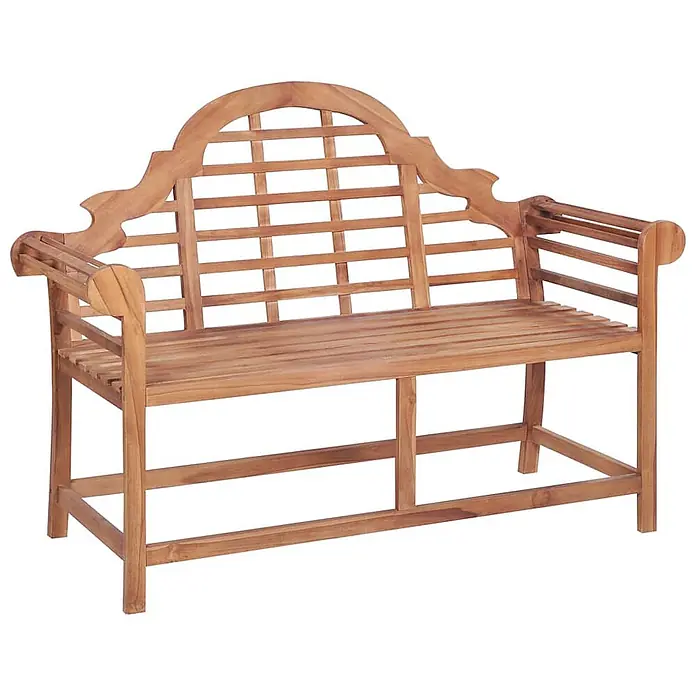Furnicato Gartenbank Teak-Hartholz - B x T x H: 127 x 58,5 x 92,5 cm, Braun - Gartenbank aus Naturholz mit gewölbter Gitterlehne und Lattenrostsitz.