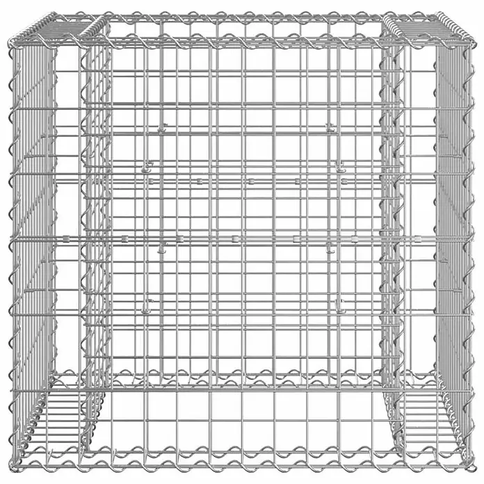 Furnicato Gartenbank Kiefernholz - B x T x H: 192 x 71 x 65,5 cm, Natürliche Kiefer - Gabionenkorb aus silbernem verzinktem Stahldraht, ein kubischer Käfig zur Steinbefüllung.