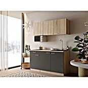 Respekta Miniküche Ingrid (Breite: 150 cm, Grau, Mit Kochfeld + Mikrowelle) | BAUHAUS