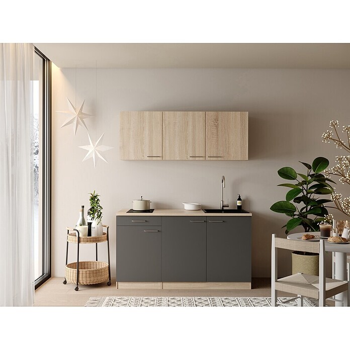 Respekta Miniküche Ingrid (Breite: 150 cm, Grau, Mit Kochfeld) | BAUHAUS