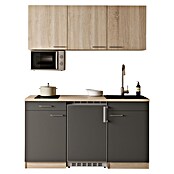 Respekta Miniküche Ingrid (Breite: 150 cm, Grau, Mit Kochfeld + Kühlschrank + Mikrowelle) | BAUHAUS