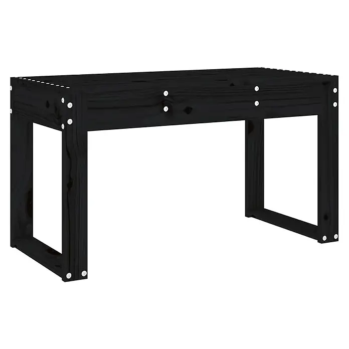 Furnicato Gartenbank Kiefernholz-Massivholz - B x T x H: 80 x 38 x 45 cm, Schwarze Kiefer - Schwarze Holzbank mit Lattenrost und sichtbaren Metallbefestigungen.