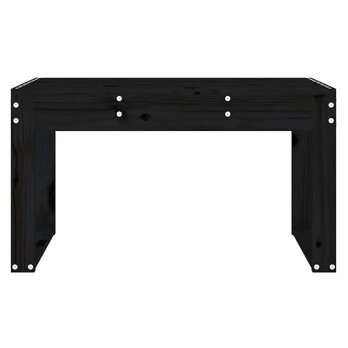 Furnicato Gartenbank Kiefernholz-Massivholz - B x T x H: 80 x 38 x 45 cm, Schwarze Kiefer - Schwarzer Holzbettrahmen mit sichtbaren Silberschrauben.