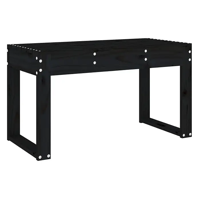 Furnicato Gartenbank Kiefernholz-Massivholz - B x T x H: 80 x 38 x 45 cm, Schwarze Kiefer - Schwarze Holzlattenbank mit sichtbaren Schraubenköpfen.