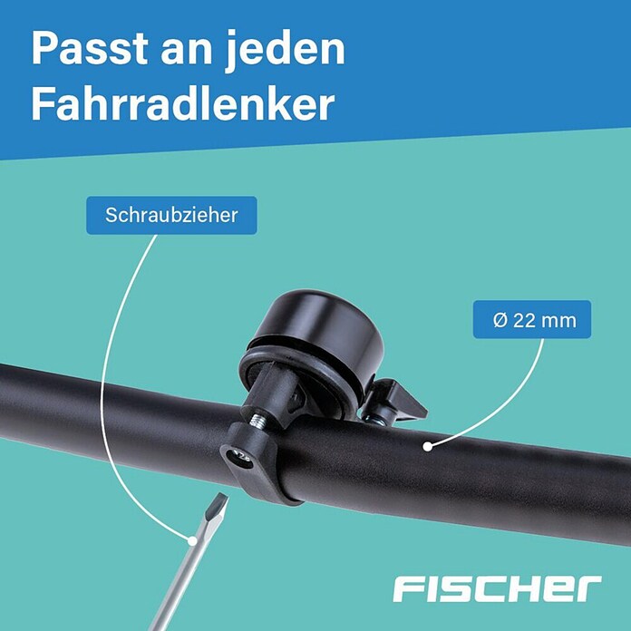 Fischer Fahrradglocke (Durchmesser: 22 mm, Wetterfest)
