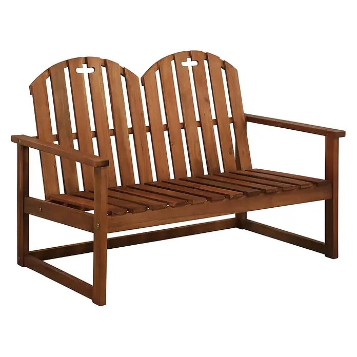 Furnicato Gartenbank Akazienholz geölt - B x T x H: 110 x 63 x 79 cm, Braun - Braune Holz-Zweisitzer-Gartenbank mit Lattenrückenlehnen und Armlehnen.