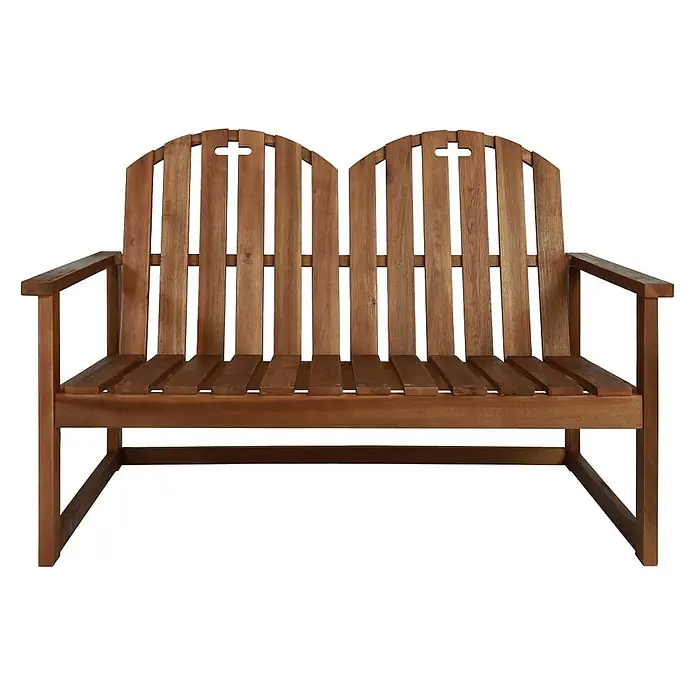 Furnicato Gartenbank Akazienholz geölt - B x T x H: 110 x 63 x 79 cm, Braun - Braune hölzerne Zweisitzer-Gartenbank mit Lattenrostsitz und Rückenlehnen.