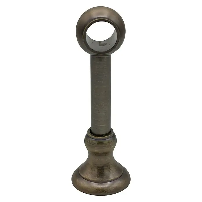 Expo Ambiente Träger Victory - Brüniert, Geeignet für: Gardinenstangen Ø 20 mm, 13,7 cm - Ein einzelner Gardinenstangenhalter aus Metall in Bronzeoptik. Er hat einen runden Sockel und eine Halterung für die Stange.