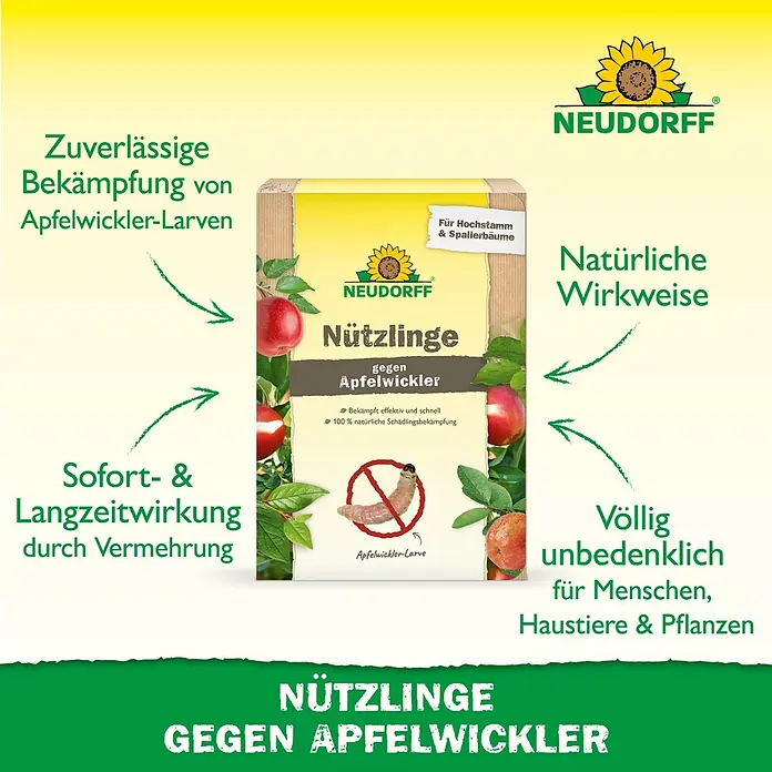 Neudorff Bestellkarte Nützlinge - Geeignet für: Apfelwickler - Neudorff Nützlinge gegen Apfelwickler. Natürliche, effektive und unbedenkliche Schädlingsbekämpfung für Obstbäume.