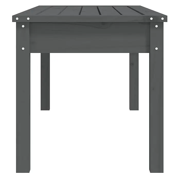 Furnicato Gartenbank Kiefer-Massivholz - B x T x H: 109 x 44 x 45 cm, Graue Kiefer - Dunkelgrauer Gartentisch aus Holz mit Lattenplatte.
