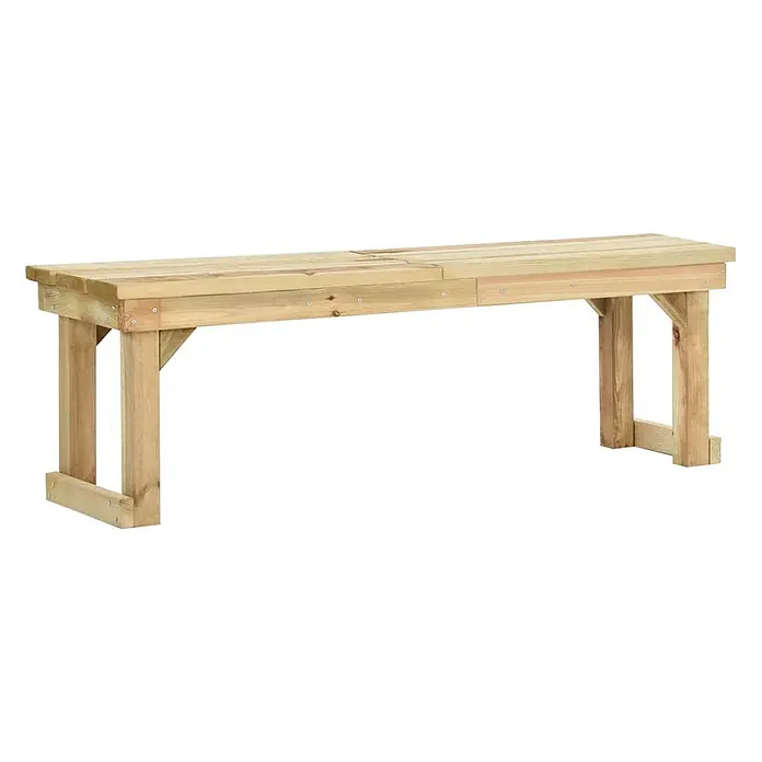 Furnicato Gartenbank Kiefernholz imprägniert - B x T x H: 140 x 38 x 45 cm, Braun - Eine stabile Bank aus hellem Naturholz, aus Latten gefertigt, für den Außen- oder Gebrauchsbereich.