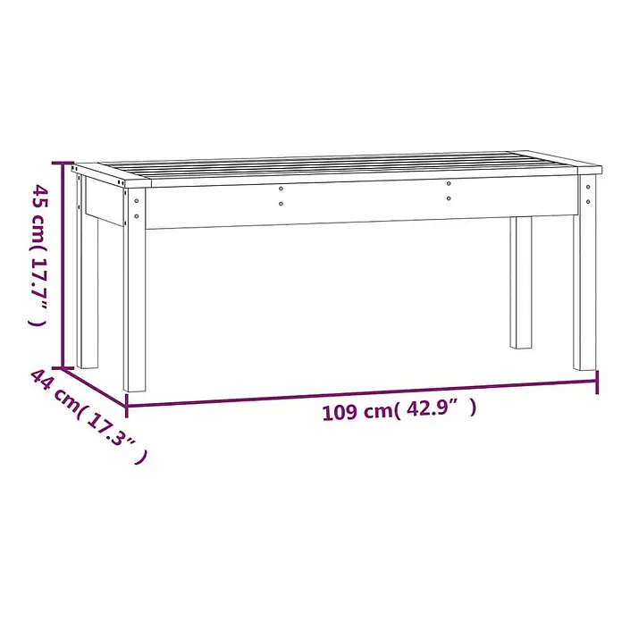 Furnicato Gartenbank Kiefer-Massivholz - B x T x H: 109 x 44 x 45 cm, Graue Kiefer - Hölzernes Hochbeet mit Abmessungen.